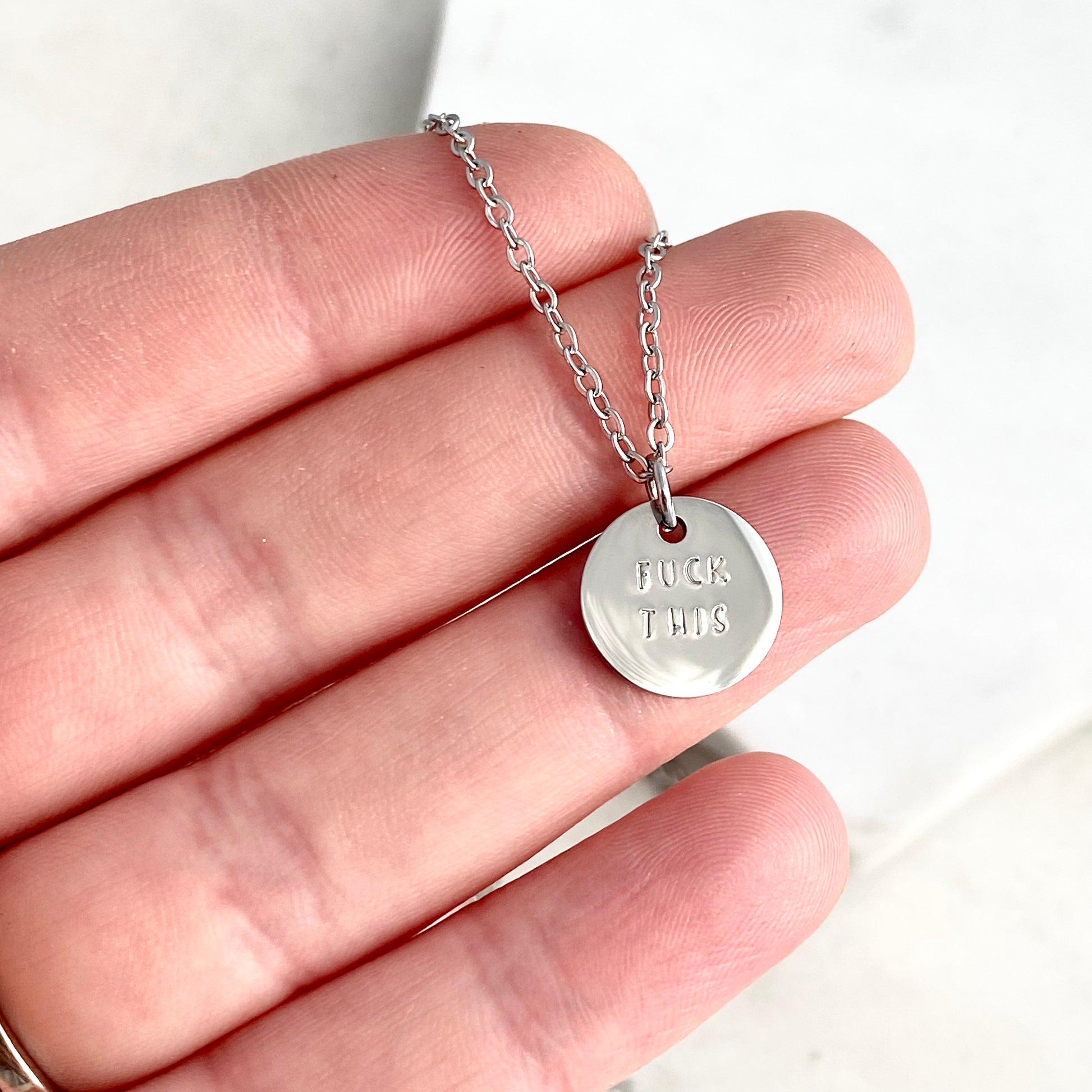 Fuck This / Fuck That, Reversible Hand Stamped Coin Necklace Necklaces callistafaye   