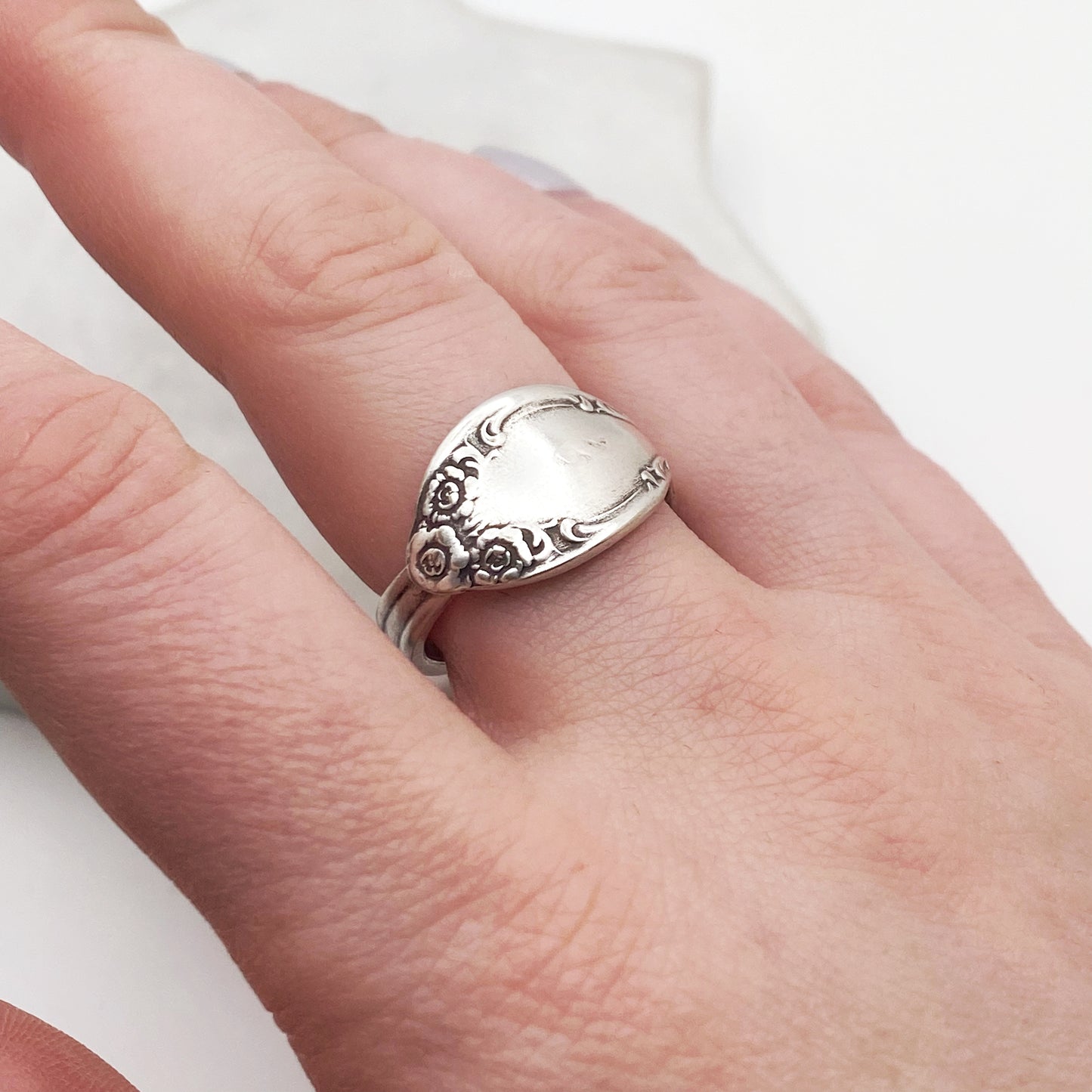 Tiny Silvery Mist 1955, Custom Size, Demi Spoon Ring, Vintage Spoon Ring Rings callistafaye