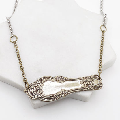 Loraine 1900, Spoon Handle Bar Statement Necklace, Reclaimed Silverware Necklace, Vintage Silver Necklace Necklaces callistafaye   