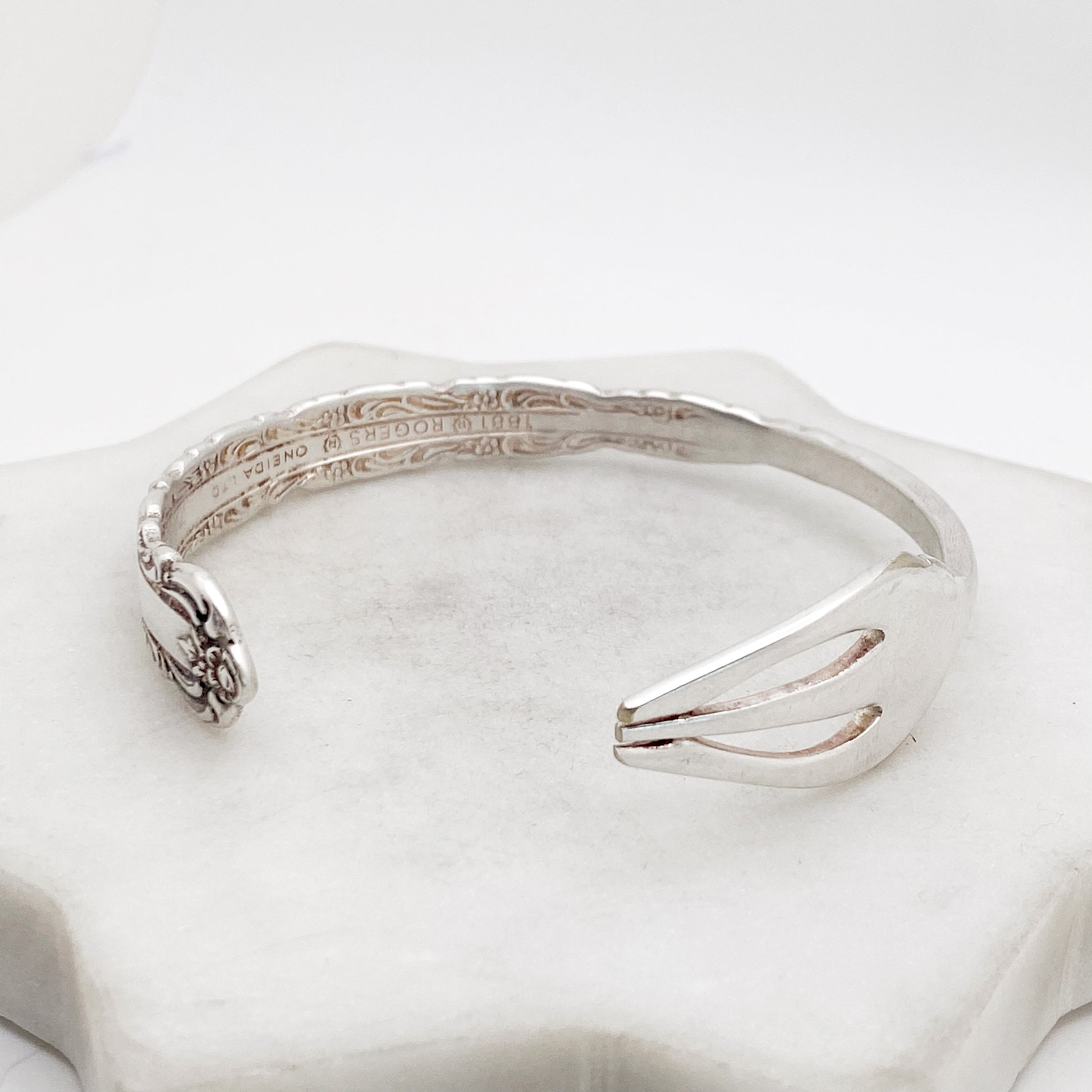 Bellfontaine 1973, RARE Cocktail Fork Cuff Bracelet, Hand Stamped Vintage Seafood Fork Bracelets callistafaye