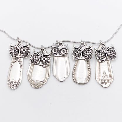 Owl Necklace, Owl Charm Pendant, Vintage Silverware Jewelry Necklaces callistafaye