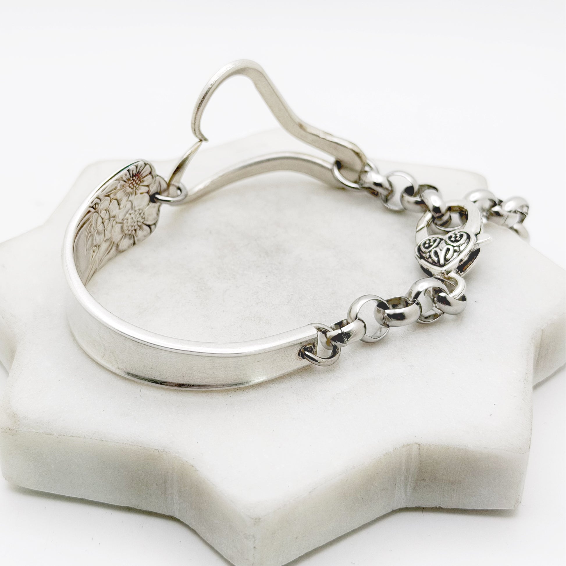 April 1950, RARE Curly Fork Heart Bracelet, Vintage Spoon Handle, Vintage Fork Bracelet Bracelets callistafaye