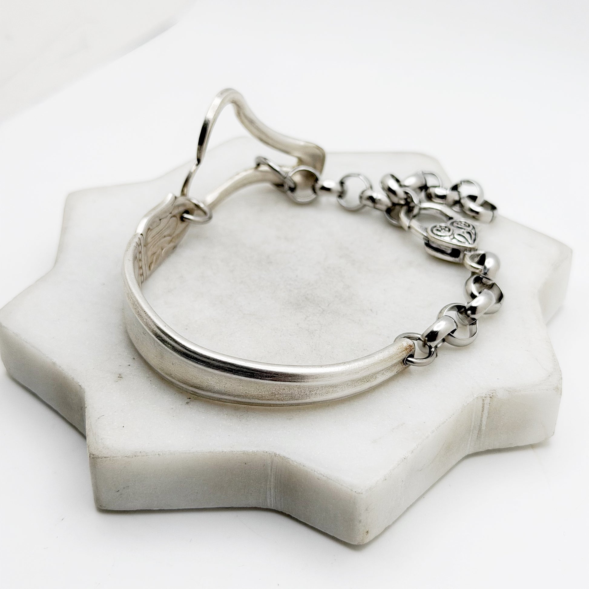 Danish Princess 1938, RARE Curly Fork Heart Bracelet, Vintage Spoon Handle, Vintage Fork Bracelet Bracelets callistafaye