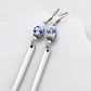 Fork Tine and Bead Drop Earrings (Blue & White Ceramic), Reclaimed Silverware Earrings, Vintage Fork Jewelry Earrings callistafaye   