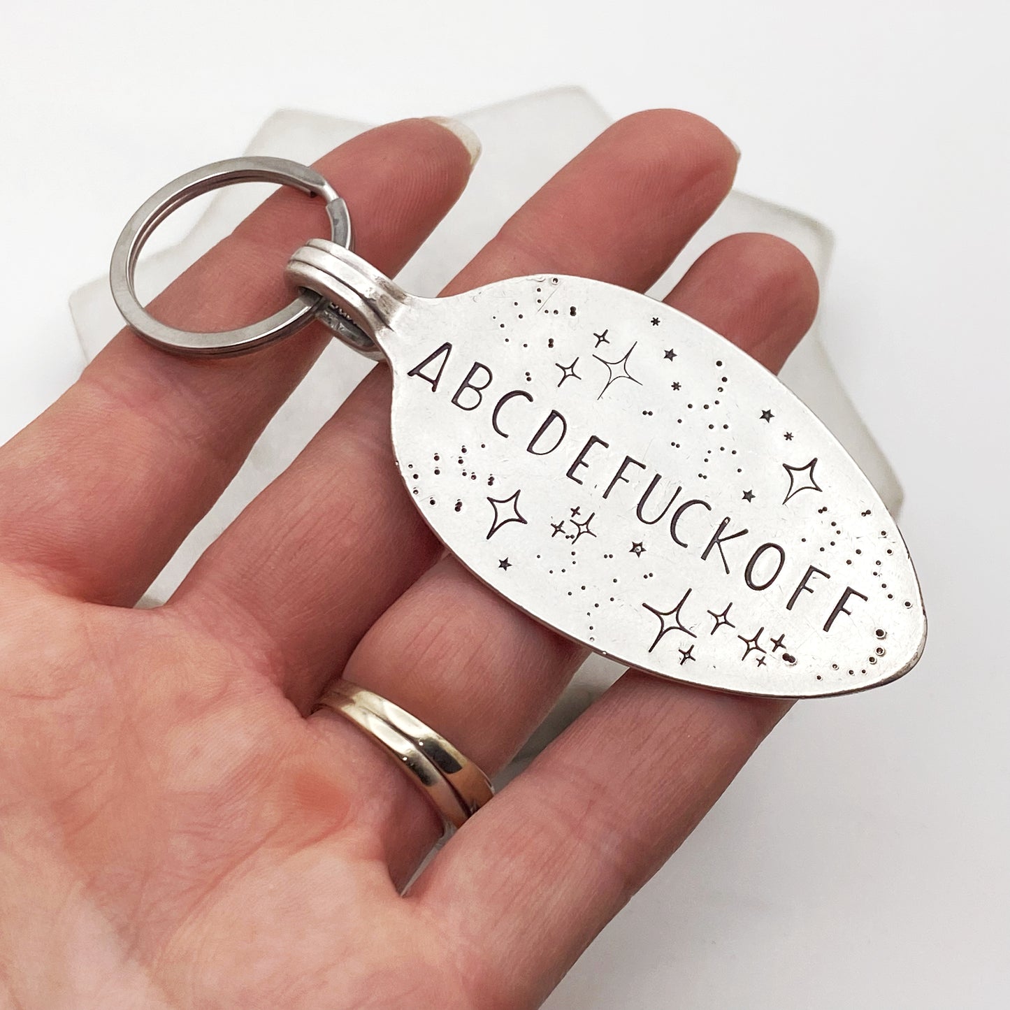 ABCDEFUCKOFF, Hand Stamped Vintage Spoon Keychain Keychains callistafaye