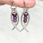 Double Fork Tine and Bead Drop Earrings (Amethyst), Reclaimed Silverware Earrings, Vintage Fork Jewelry Earrings callistafaye   
