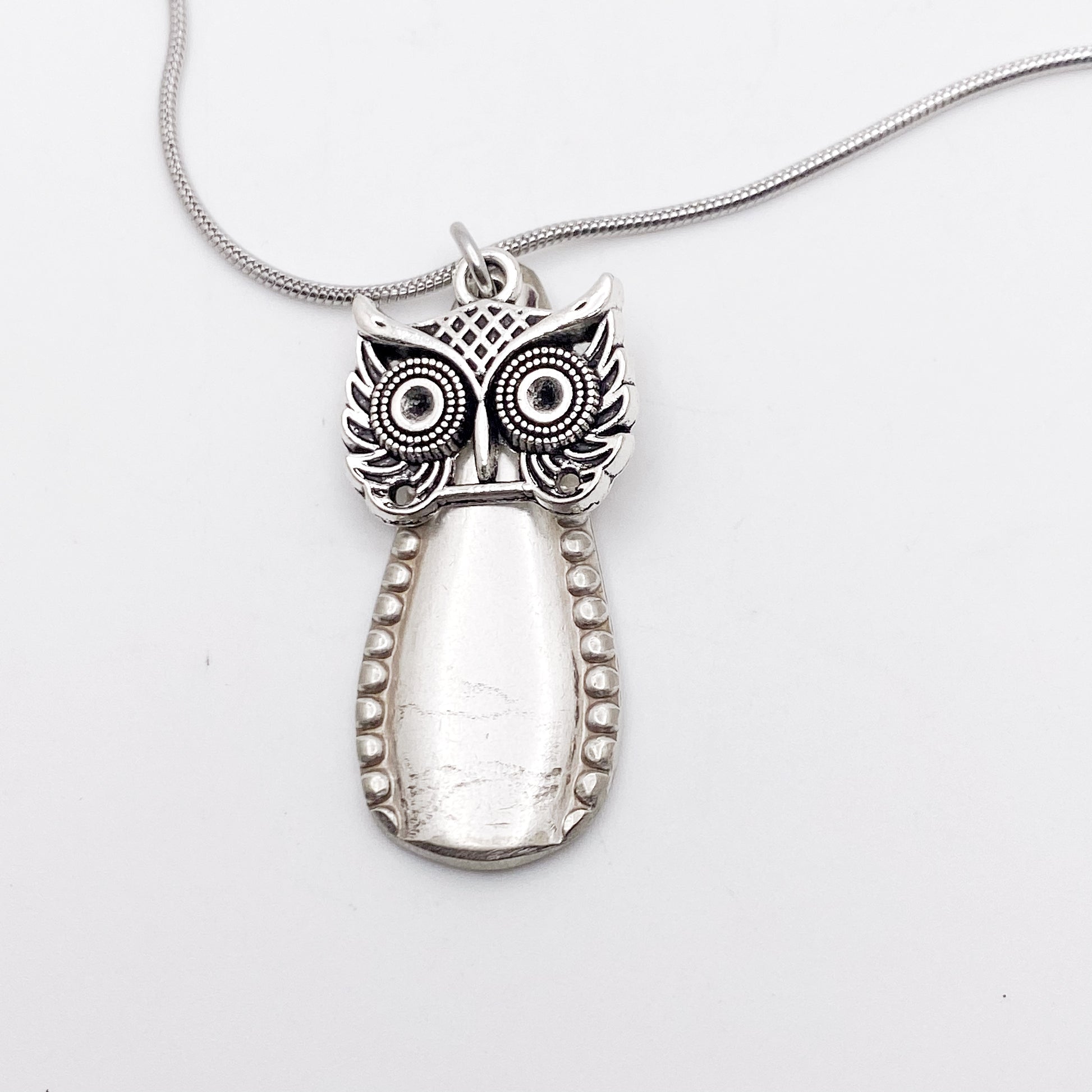 Owl Necklace, Owl Charm Pendant, Vintage Silverware Jewelry Necklaces callistafaye h - Pearl 1898