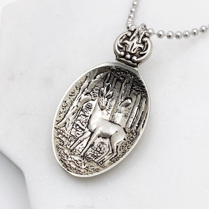 The Forest Pendant, Deer Jewelry, Reclaimed Collector's Spoon Necklace, Vintage Souvenir Spoon Jewelry Necklaces callistafaye   