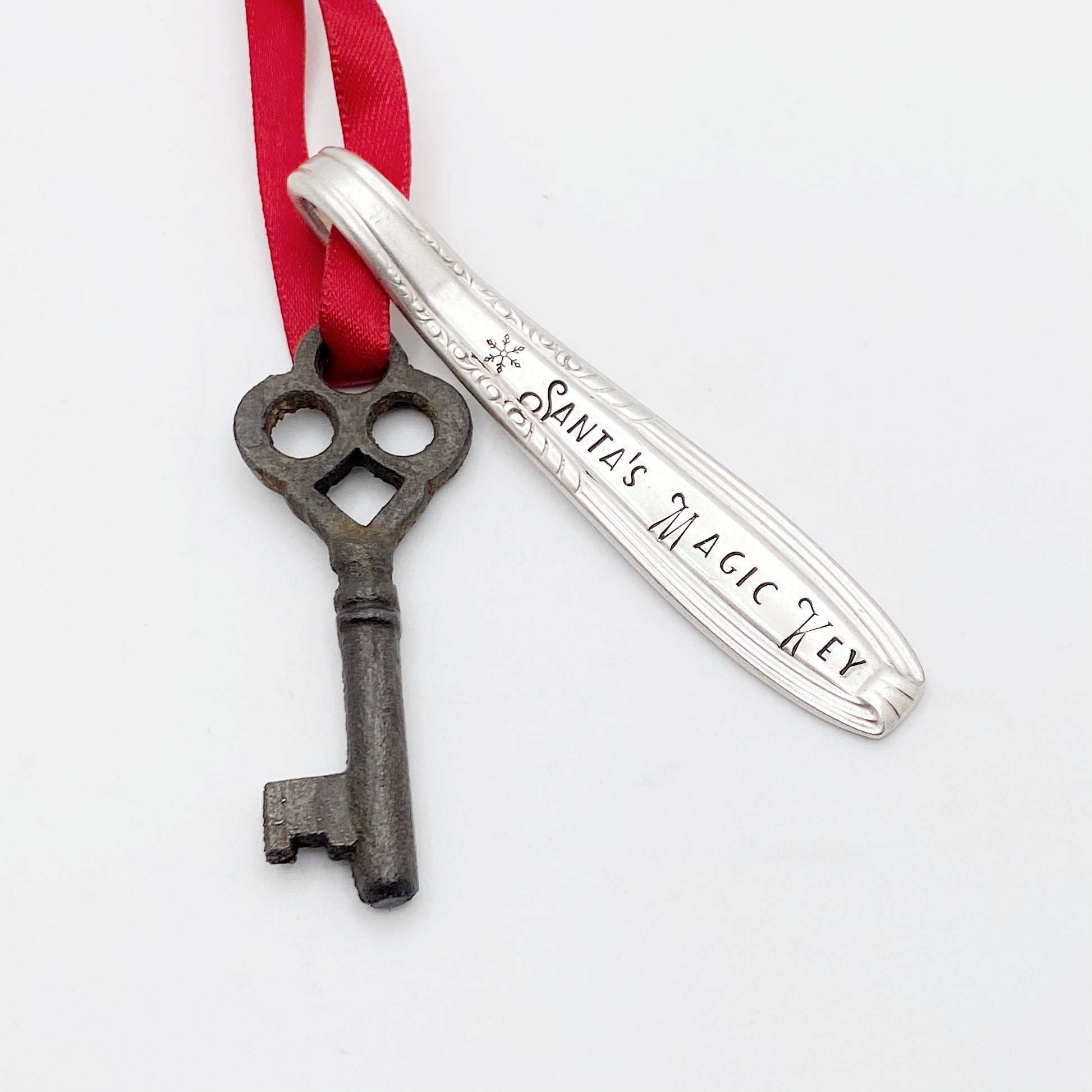 Santa's Magic Key, Hand Stamped Vintage Spoon Ornament Ornaments callistafaye   