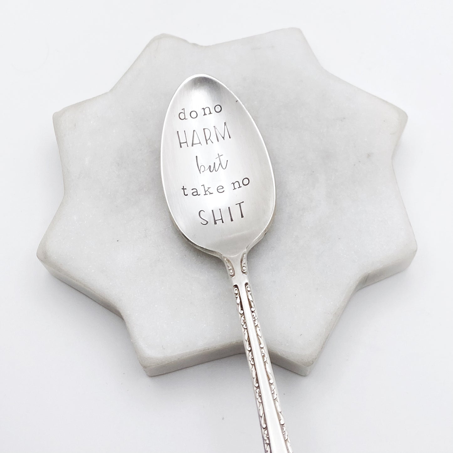 Do No Harm But Take No Shit, Hand Stamped Vintage Spoon Spoons callistafaye