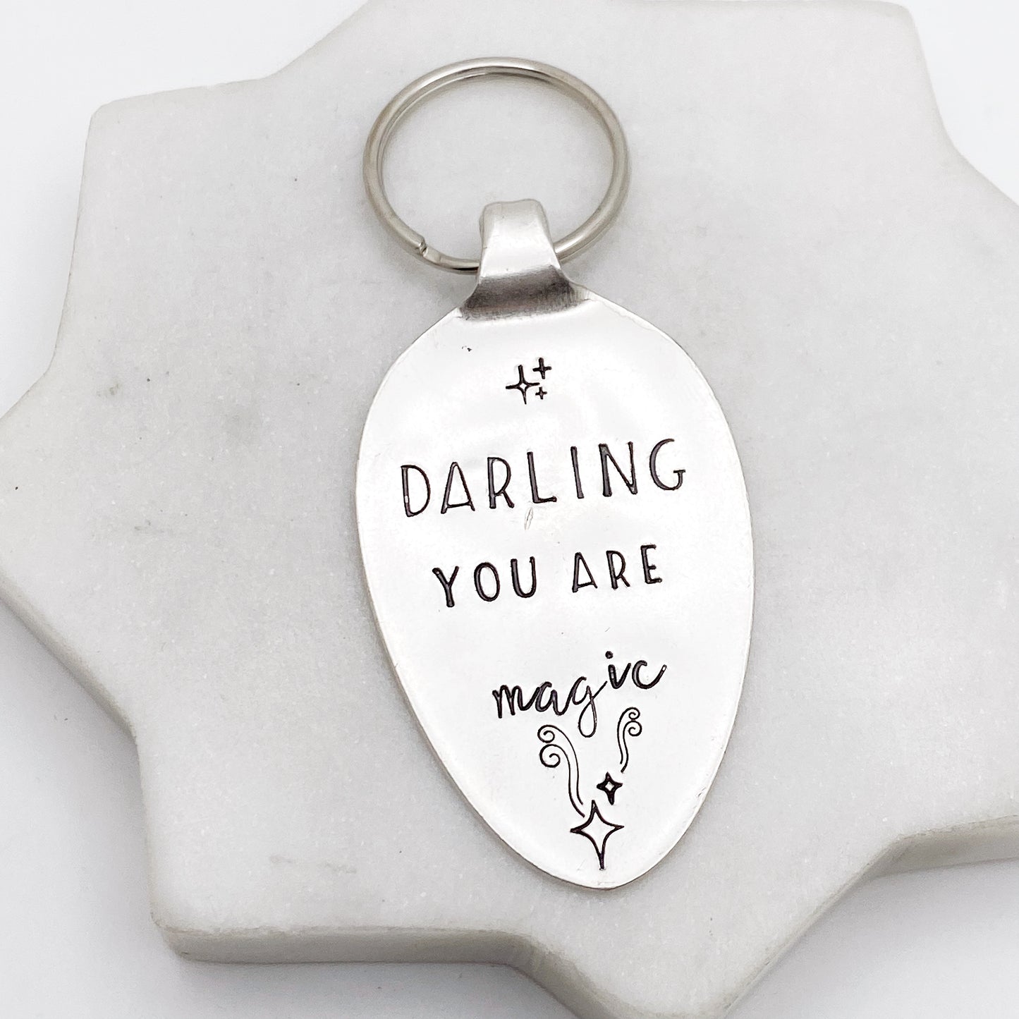 Darling You are Magic, Hand Stamped Vintage Spoon Keychain Keychains callistafaye   