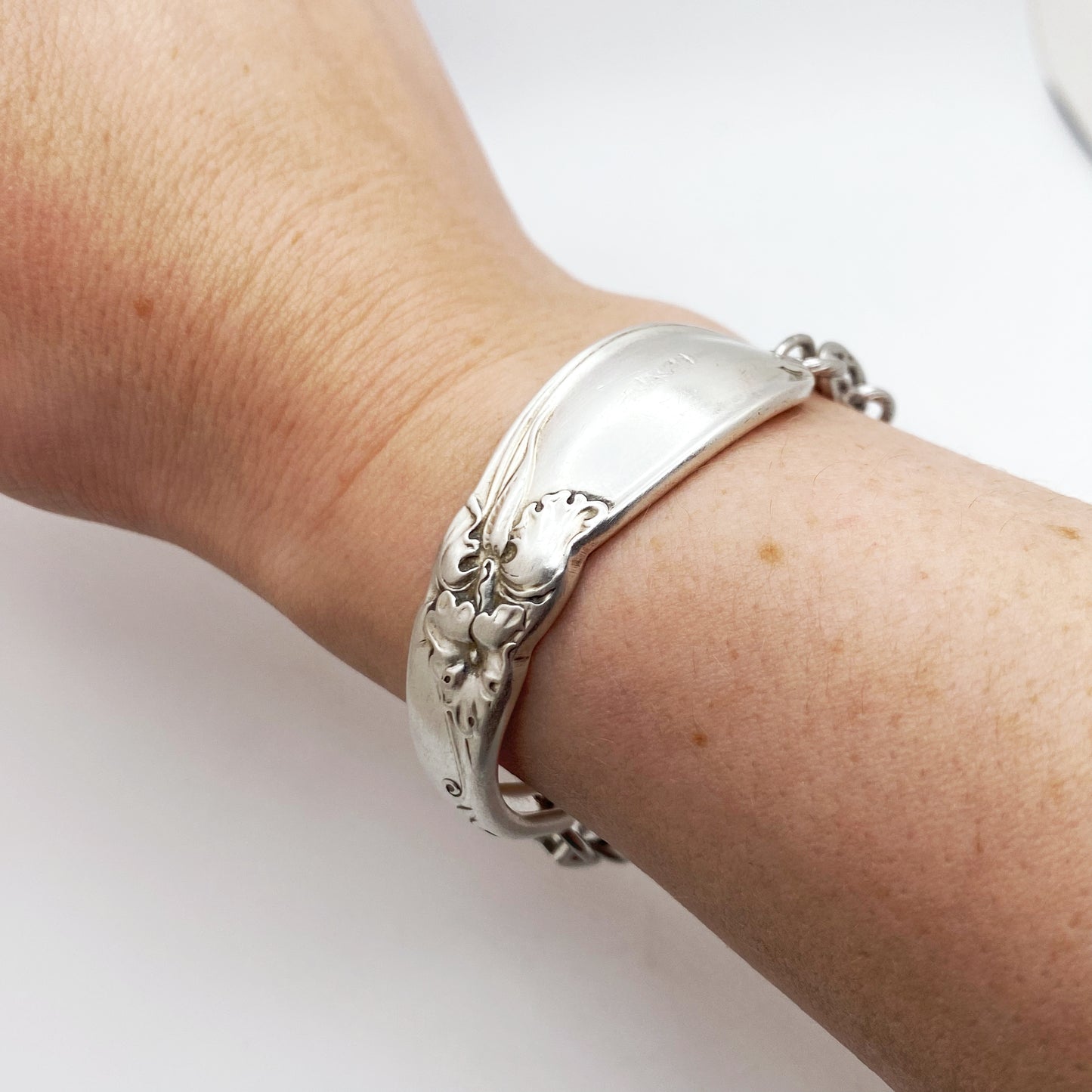 White Orchid 1953, Half Chain Bracelet, Vintage Spoon Handle, Antique Spoon Bracelet Bracelets callistafaye