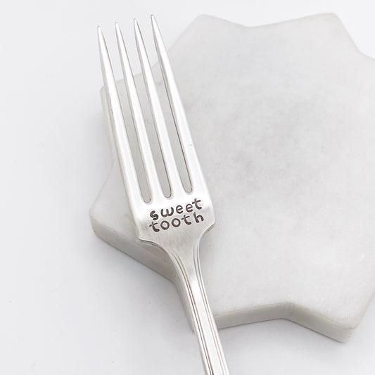 Sweet Tooth, Hand Stamped Vintage Fork (retired font) Forks callistafaye   