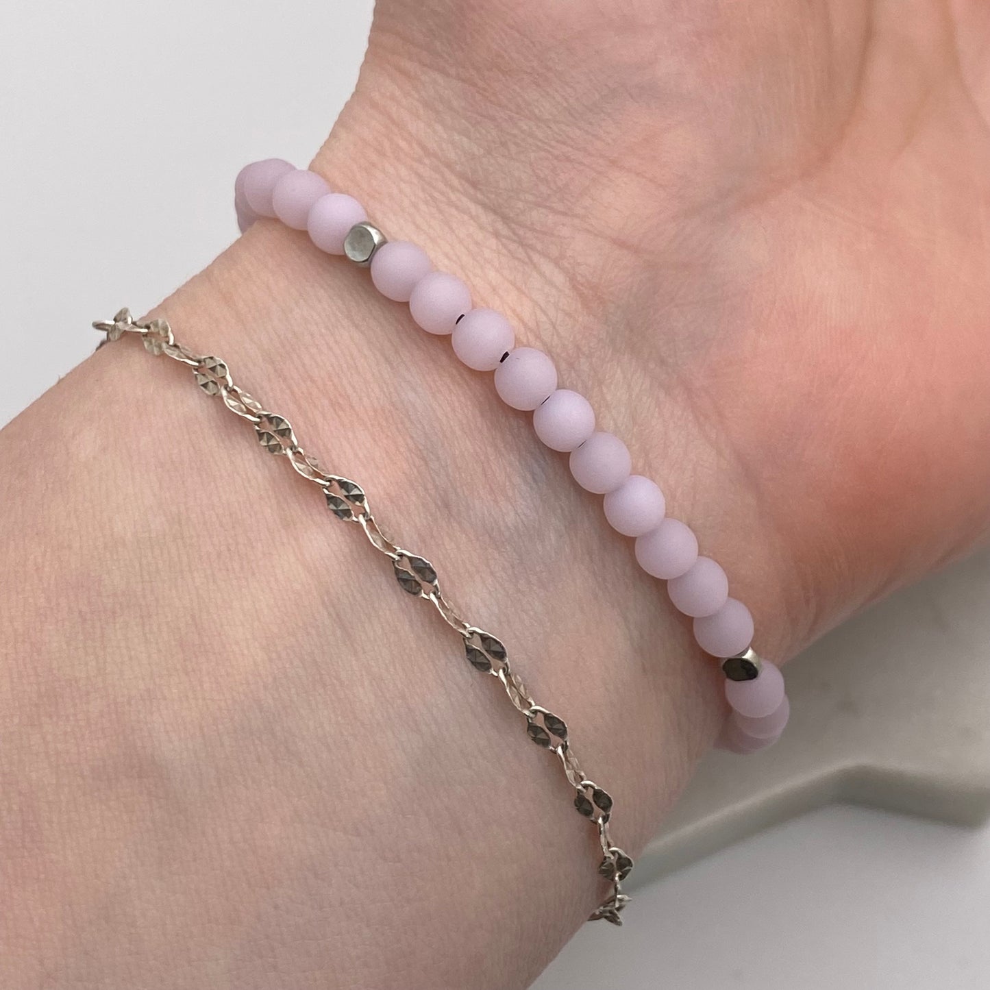 Queen Bess II 1946, Blossom Pink Sea Glass, Beaded Silverware Stretch Bracelet, Vintage Spoon Handle, Antique Spoon Bracelet Bracelets callistafaye   