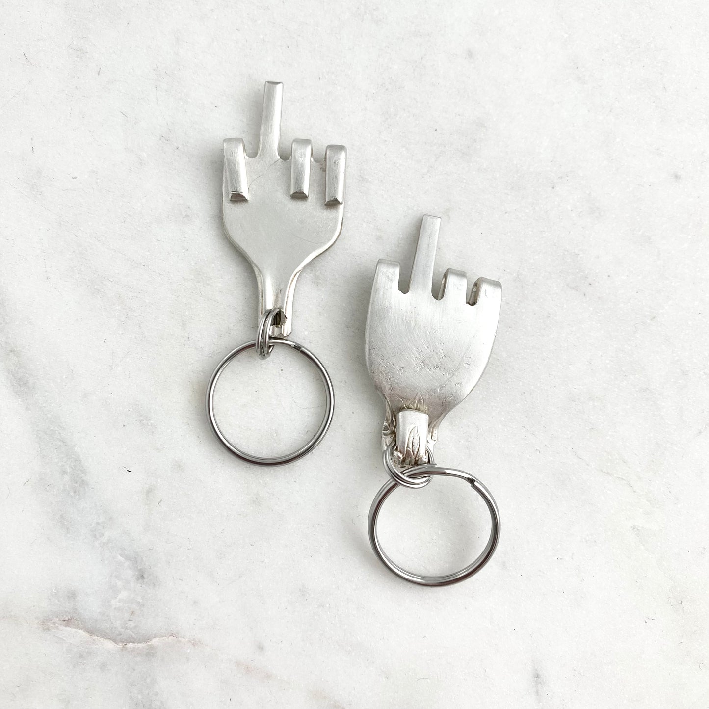 Middle Finger, Fork Mood Keychain, Hand Gesture Keychain, Vintage Silverware Keychain Keychains callistafaye   