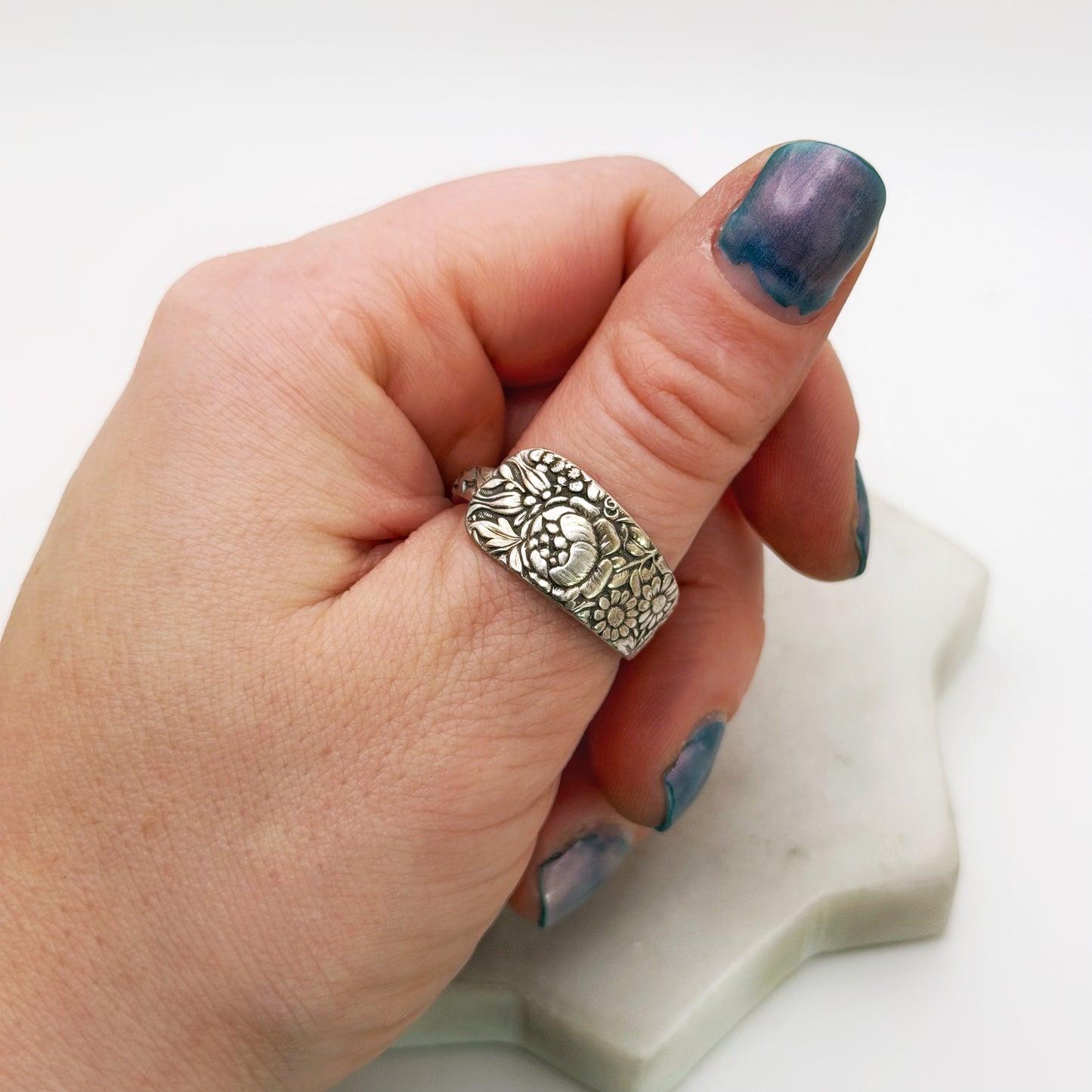 Tiny Embossed 1882, Custom Size, RARE Antique Demi Spoon Ring, Antique Spoon Ring Rings callistafaye