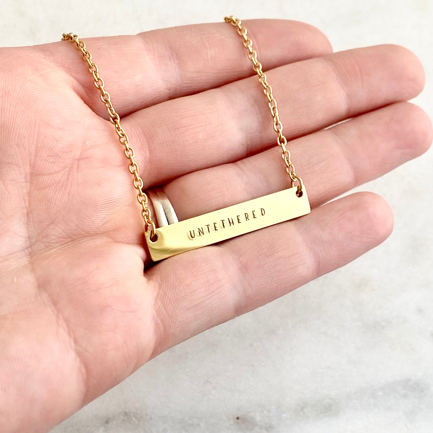 Untethered, Hand Stamped Bar Affirmation Necklace Necklaces callistafaye   