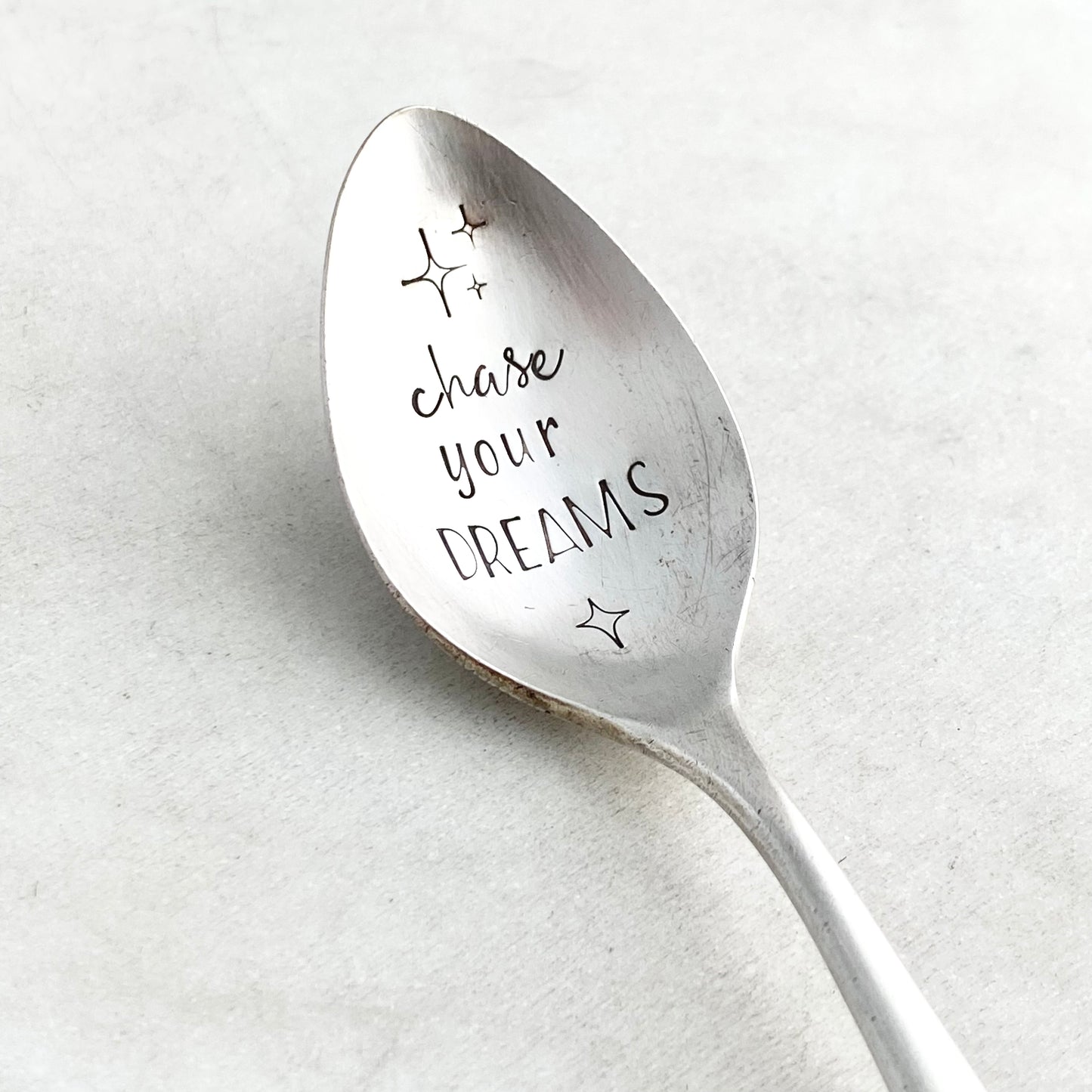 Chase Your Dreams, Hand Stamped Vintage Spoon Spoons callistafaye   