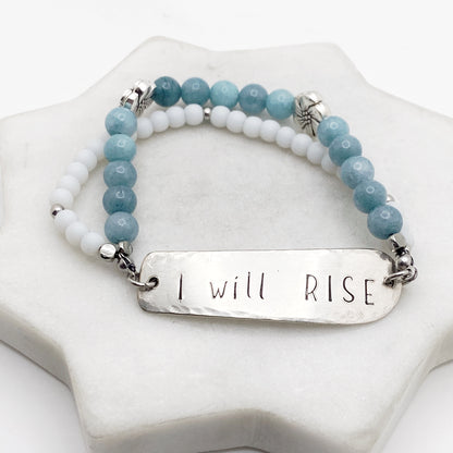 I Will Rise, Double Strand Beaded Silverware Stretch Bracelet, Vintage Spoon Handle, Antique Butter Spreader Bracelet Bracelets callistafaye