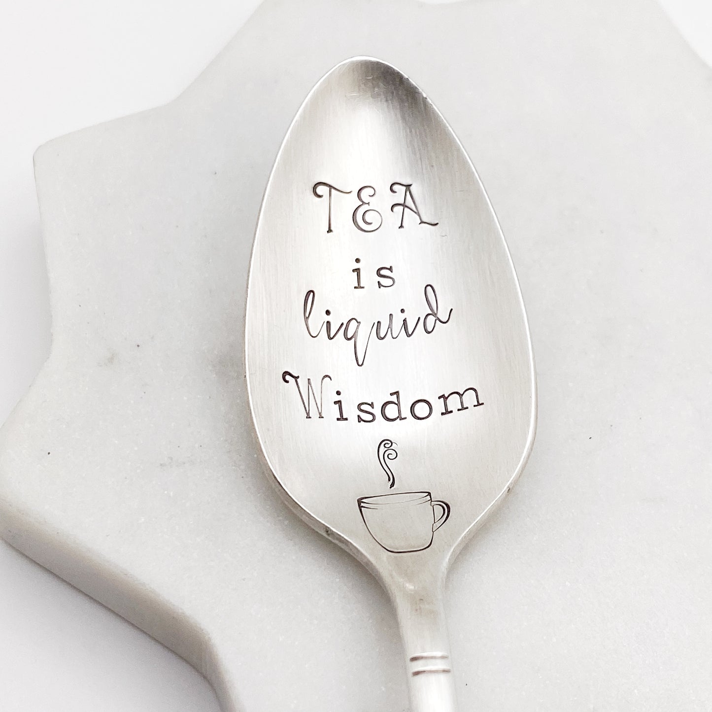 Tea is Liquid Wisdom, Hand Stamped Vintage Spoon Spoons callistafaye   