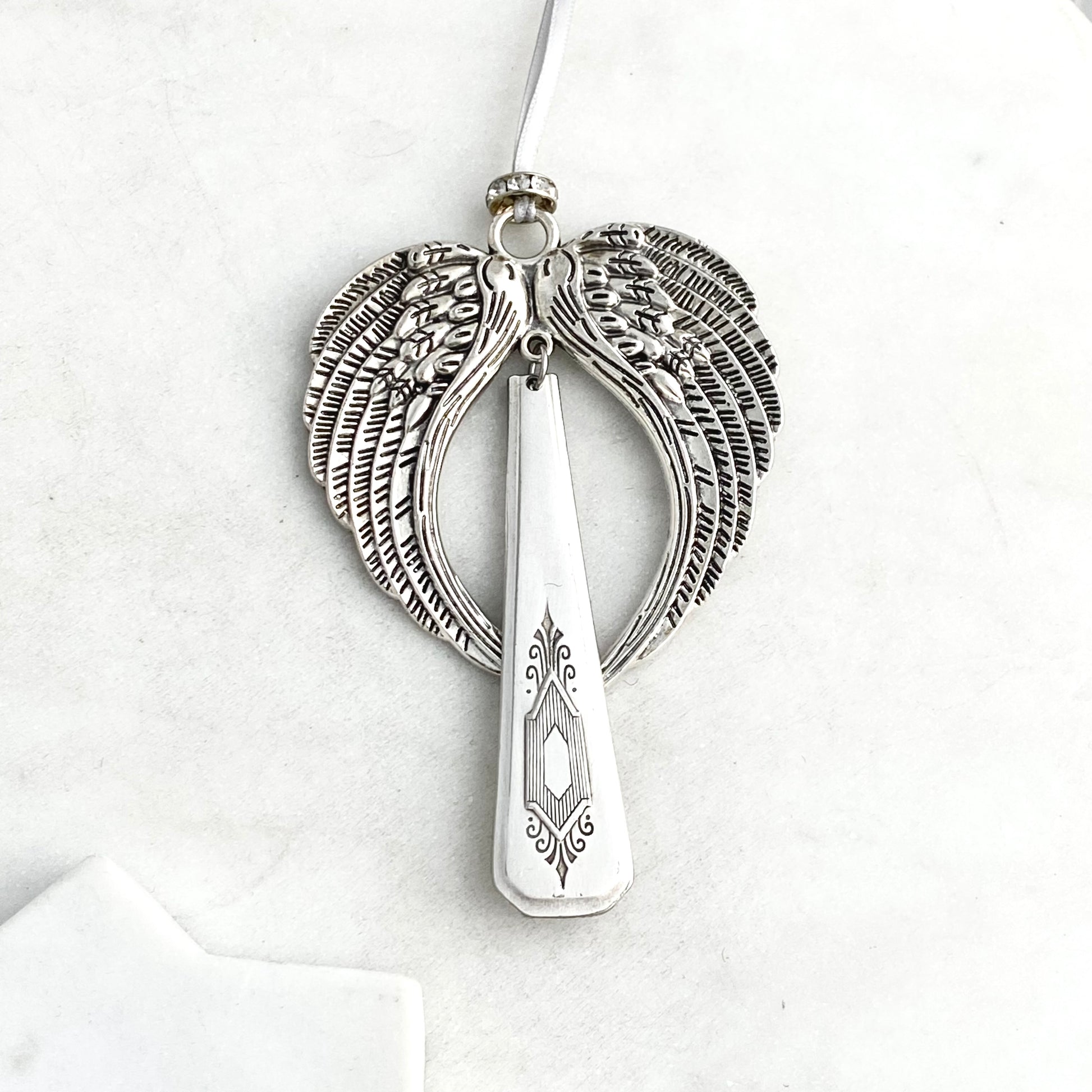 Large Angel Ornament d, Hand Stamped Vintage Spoon Ornament Ornaments callistafaye   