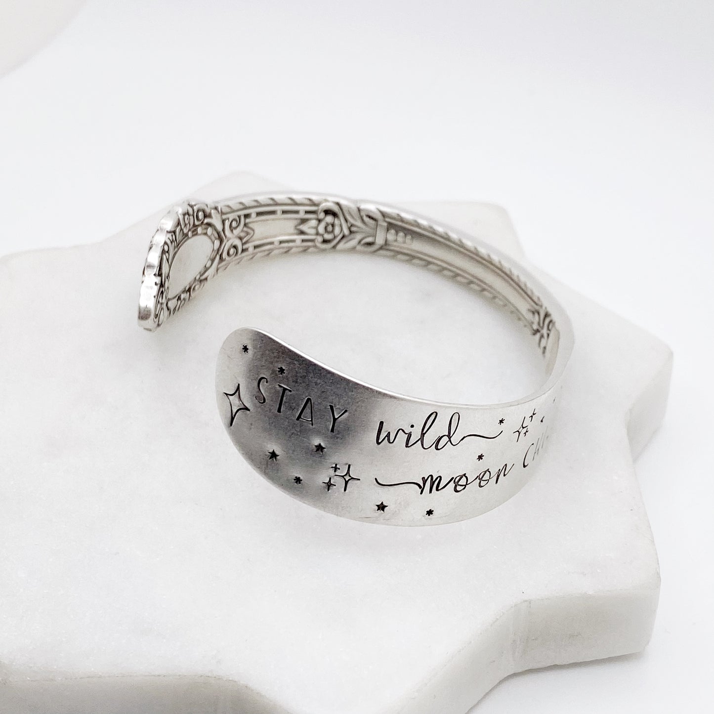 Stay Wild Moon Child, Rendezvous 1938, RARE Cuff Bracelet, Hand Stamped Vintage Spreader Bracelets callistafaye   