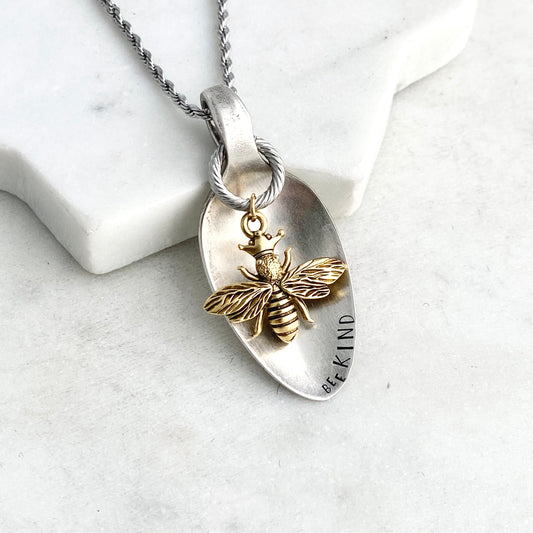 Bee Kind, Spoon Bowl Necklace, Vintage Spoon Jewelry Necklaces callistafaye   