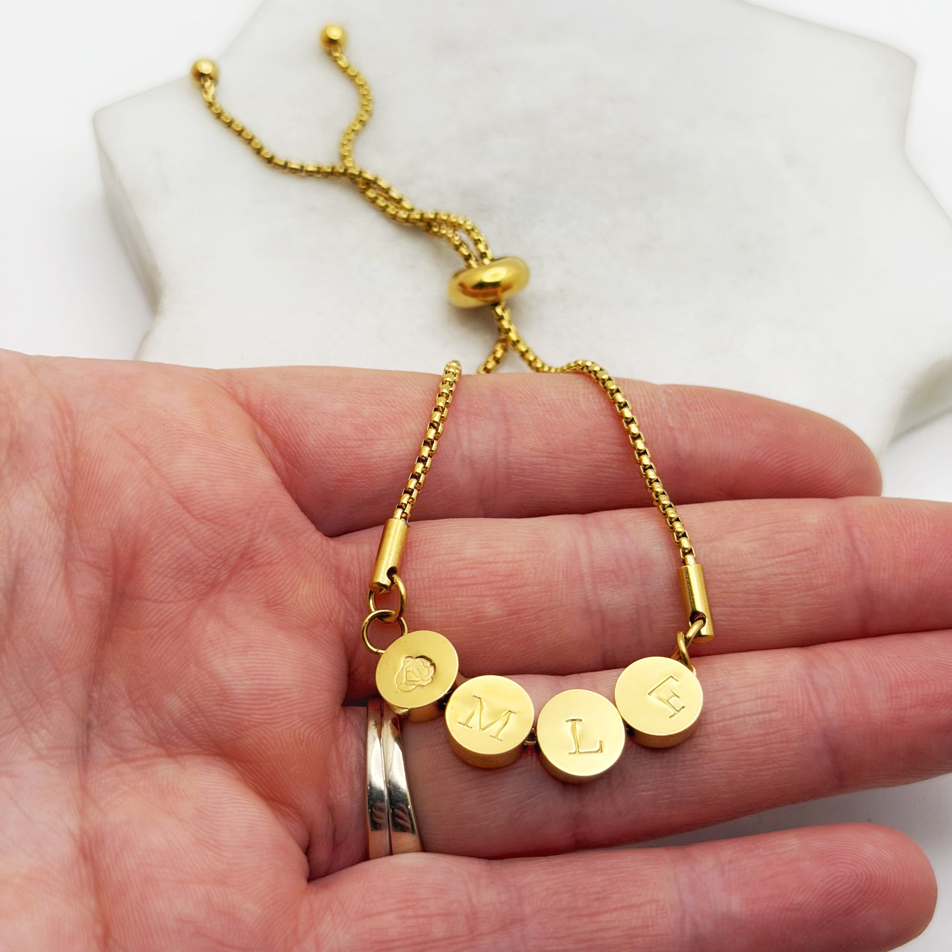 Custom Mini Coin BEAD Bracelet, Personalized, Stainless Steel Bracelet Bracelets sst callistafaye