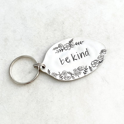 Be Kind, Hand Stamped Vintage Spoon Keychain Keychains callistafaye   