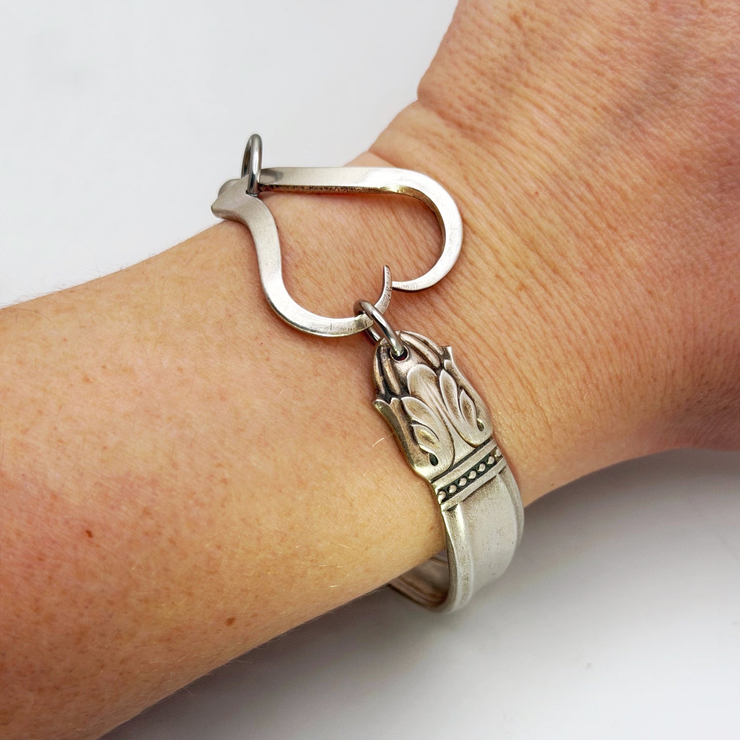 Danish Princess 1938, RARE Curly Fork Heart Bracelet, Vintage Spoon Handle, Vintage Fork Bracelet Bracelets callistafaye