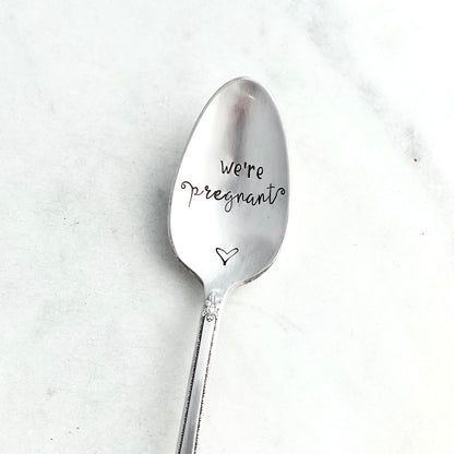 We’re Pregnant, Hand Stamped Vintage Spoon Spoons callistafaye   