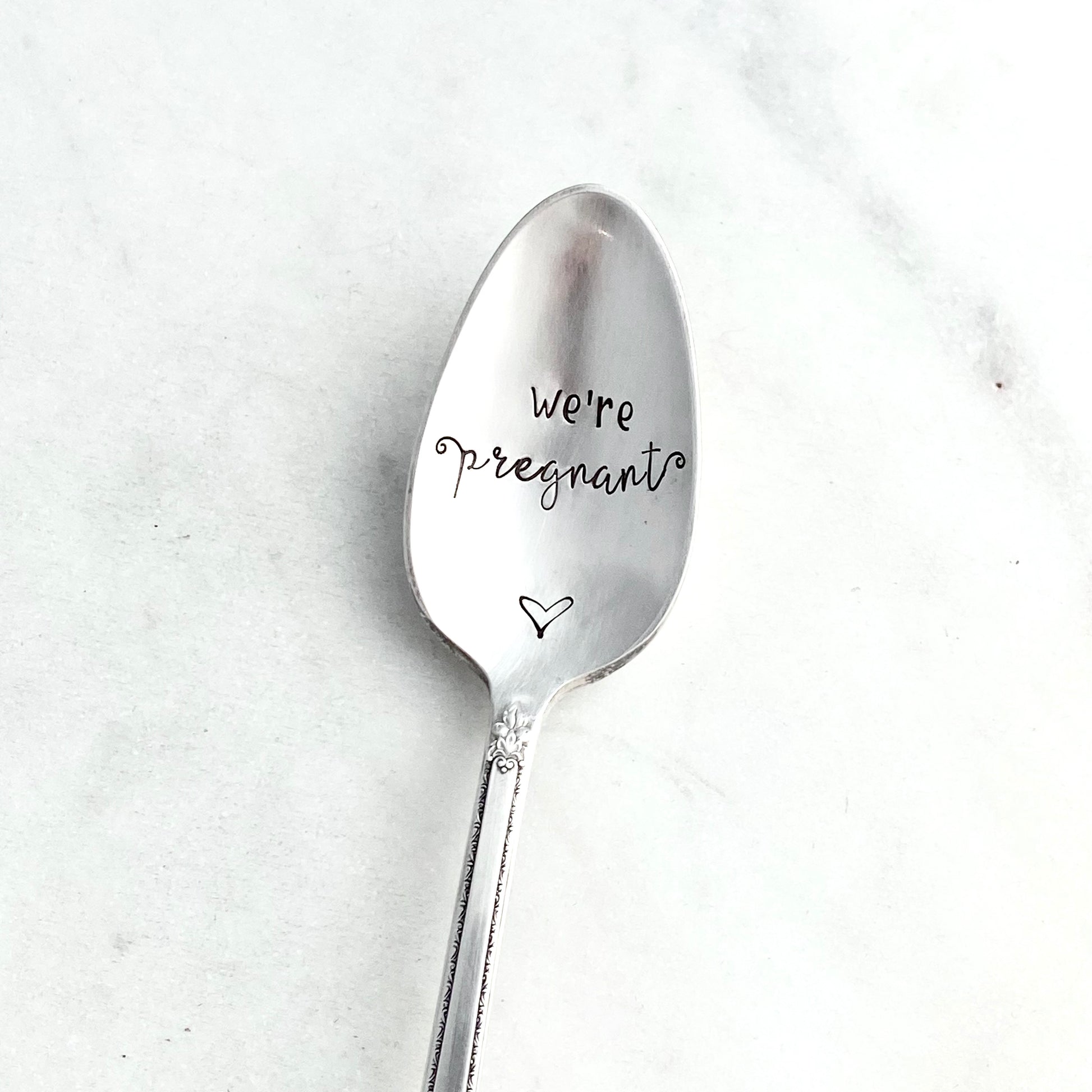 We’re Pregnant, Hand Stamped Vintage Spoon Spoons callistafaye   