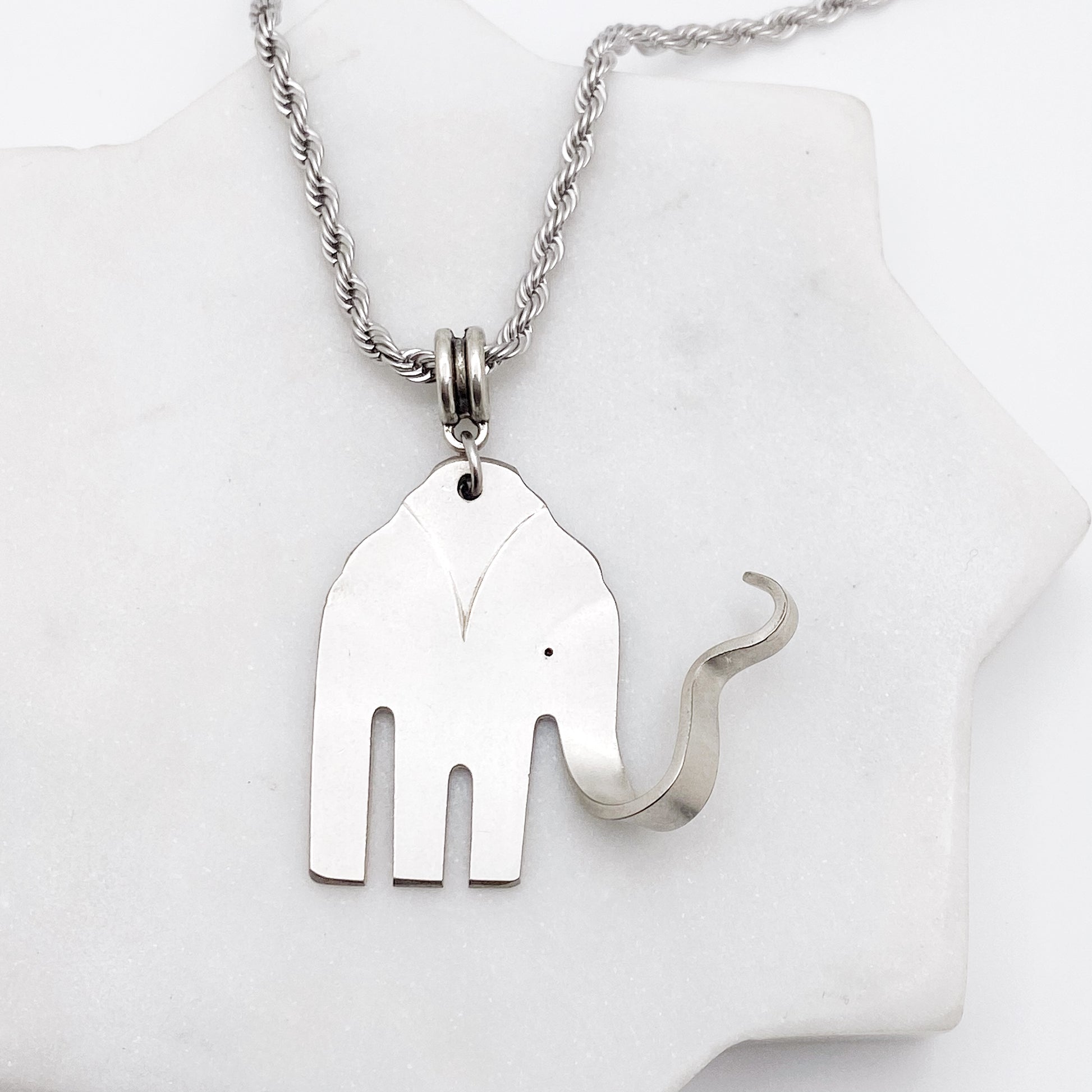 Elefork Necklace, Elephant Fork Pendant, Vintage Silverware Jewelry Necklaces callistafaye d  