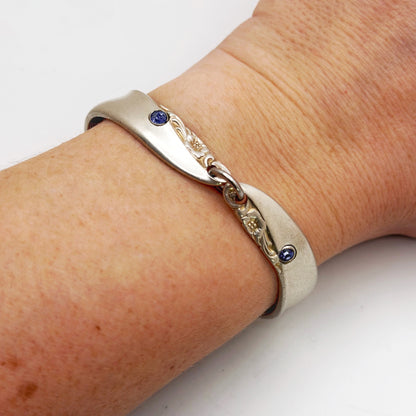 Leilani 1961 with Tanzanite, Two-Part Spoon Bracelet, Vintage Spoon Handle, Vintage Spoon Bracelet with Purple Rivet Bracelets callistafaye