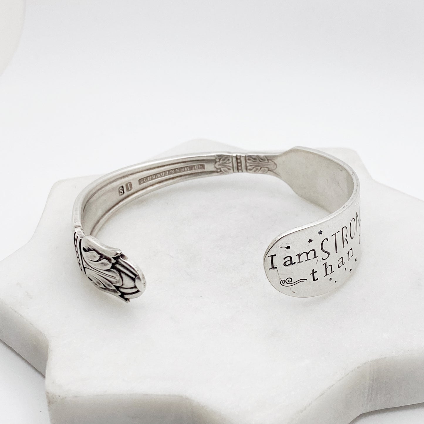 I am Stronger than the Storm, Danish Princess 1938, RARE Cuff Bracelet, Hand Stamped Vintage Spreader Bracelets callistafaye   