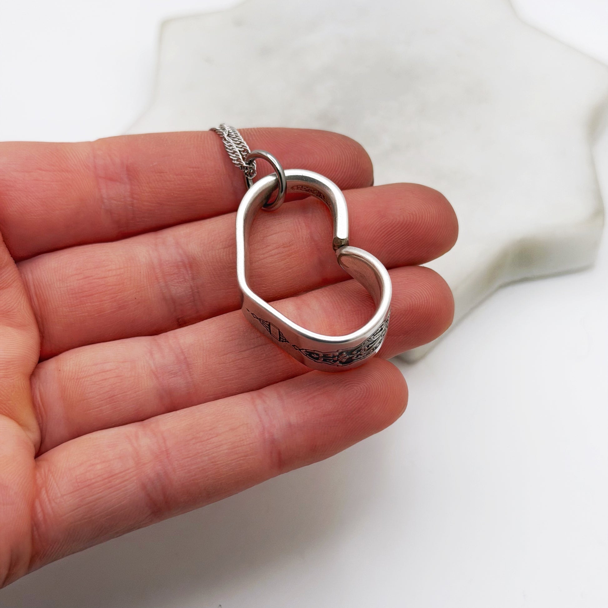 Birds of Paradise 1923, Antique Small Floating Heart, Vintage Spoon Jewelry, 100 Year Old Hearts callistafaye