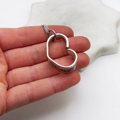 Birds of Paradise 1923, Antique Small Floating Heart, Vintage Spoon Jewelry, 100 Year Old Hearts callistafaye