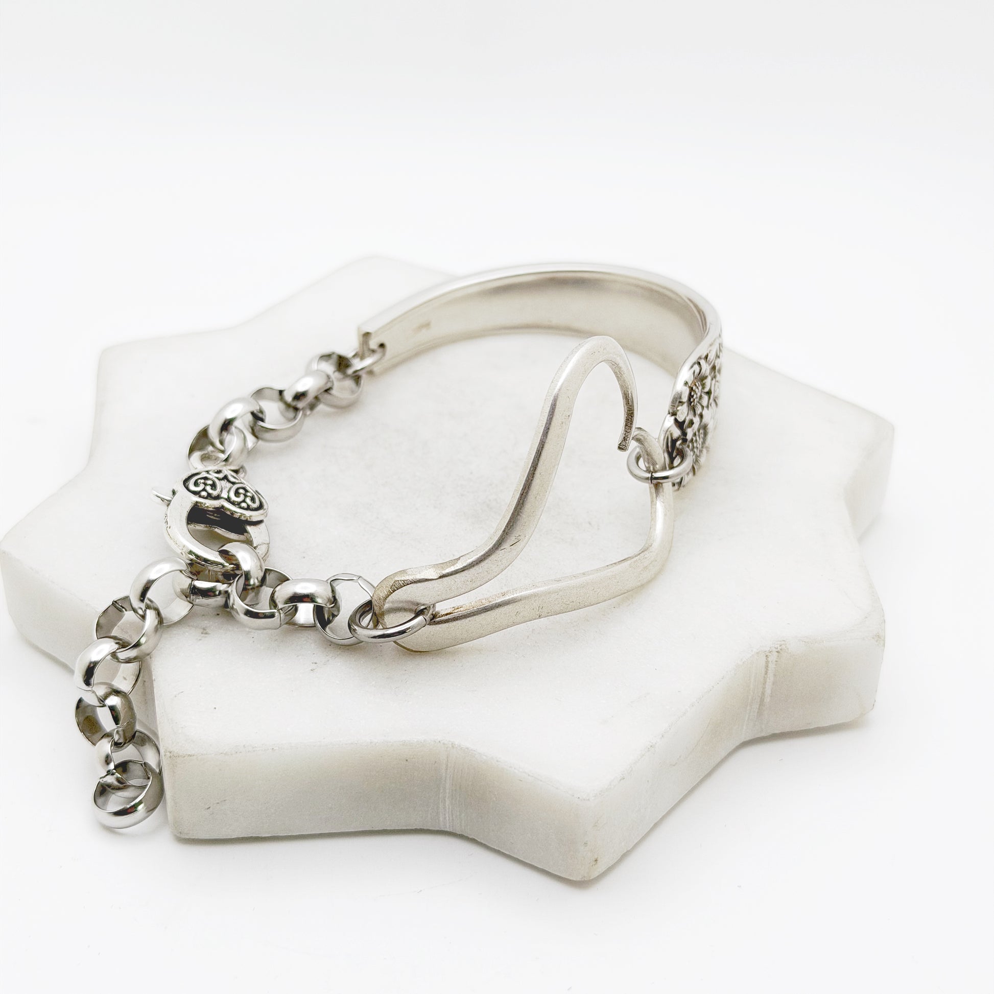 April 1950, RARE Curly Fork Heart Bracelet, Vintage Spoon Handle, Vintage Fork Bracelet Bracelets callistafaye