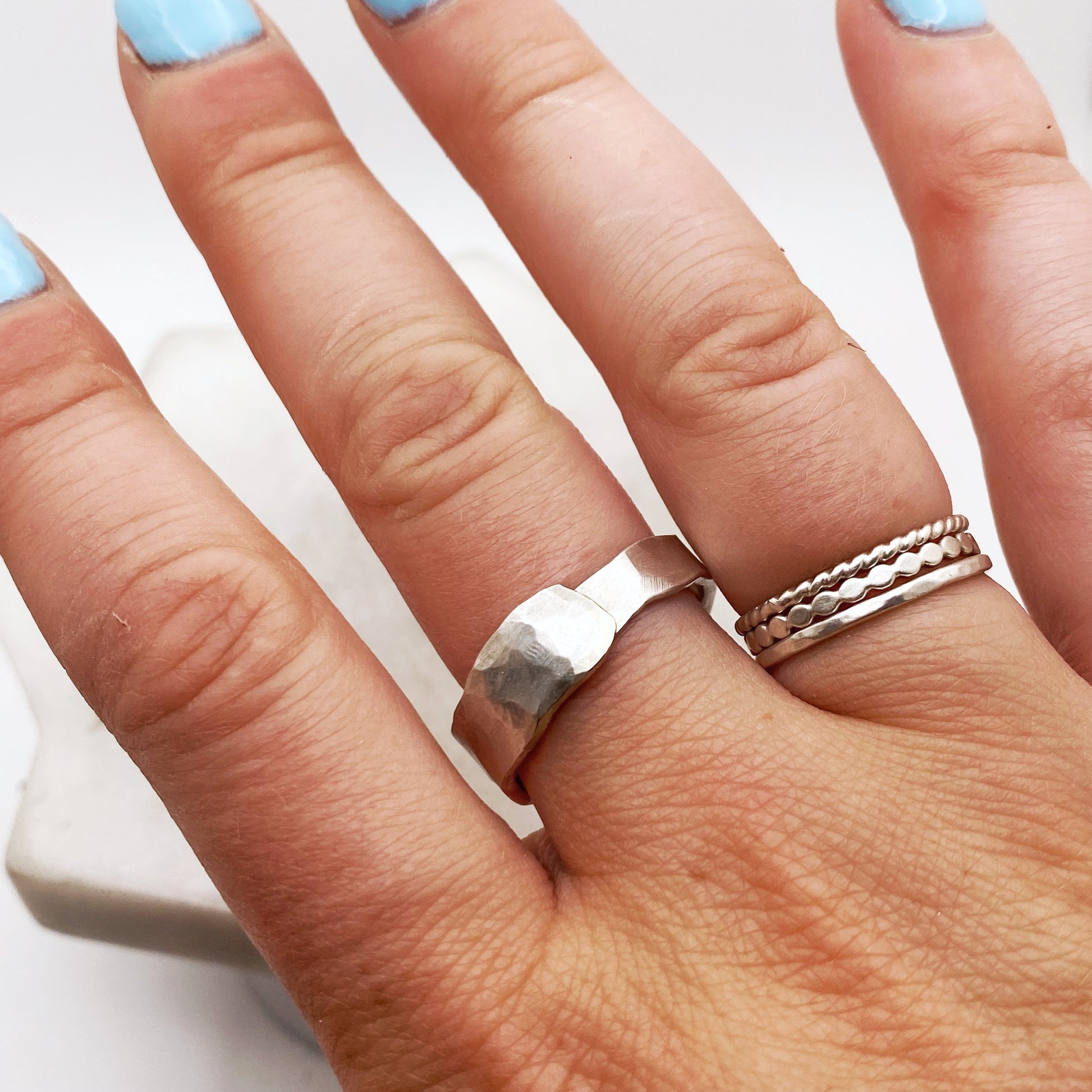 Fork Tine Ring, Hammered Stacking Ring, Reversible Ring Rings callistafaye