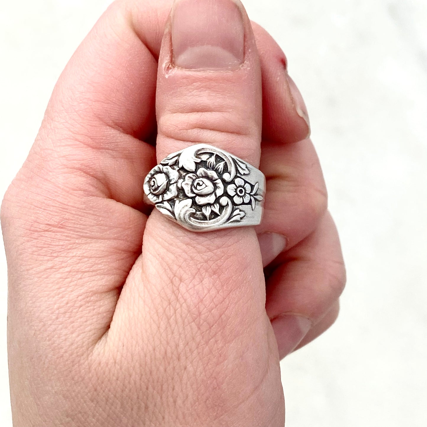 Plantation (Roses) 1948, Custom Size Spoon Ring, Vintage Silverware Ring Rings callistafaye   