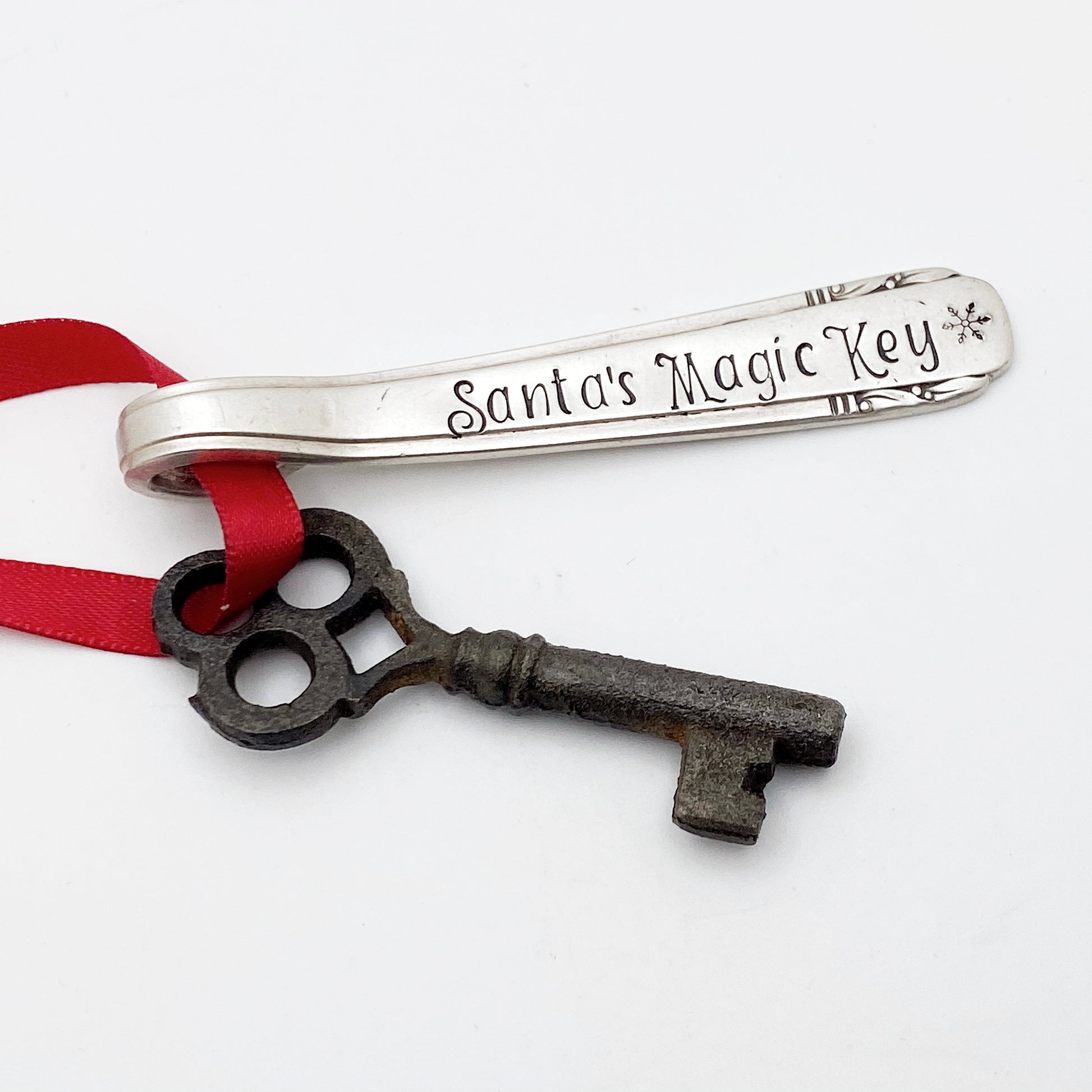 Santa's Magic Key, Hand Stamped Vintage Spoon Ornament Ornaments callistafaye   