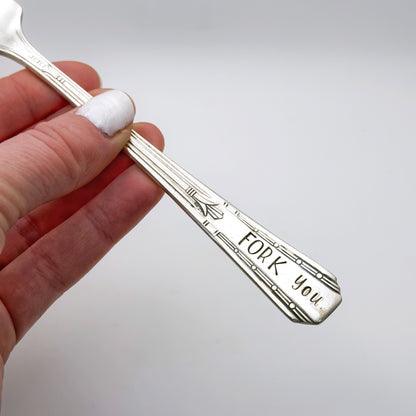 Fork You, Pickle Fork, Olive Pick Fork, Hand Stamped Vintage Garnish Fork Forks callistafaye
