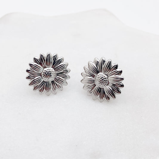 Sunflower Stud Earrings, Gold Sunflower, Sunflower Studs, Silver Sunflower Earrings Earrings callistafaye Silver  