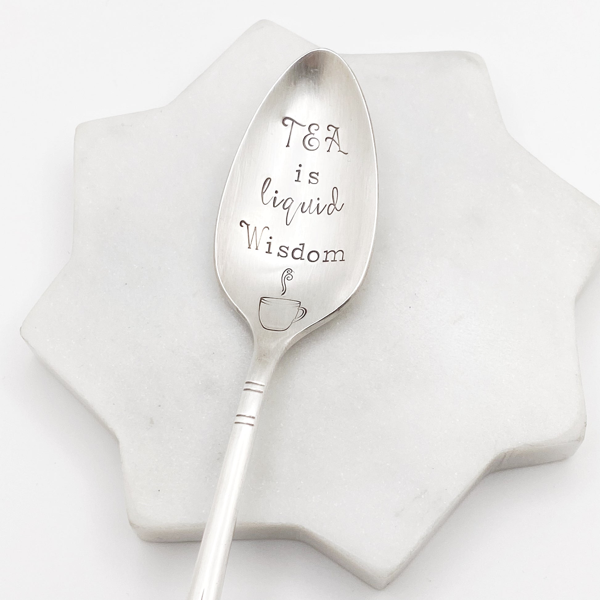 Tea is Liquid Wisdom, Hand Stamped Vintage Spoon Spoons callistafaye   