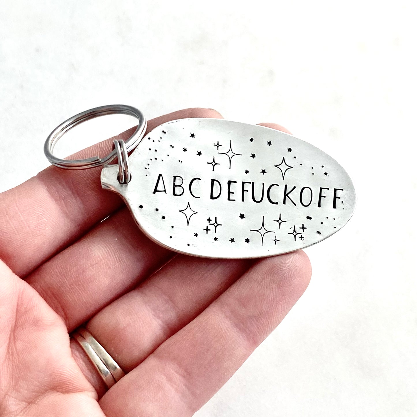 ABCDEFUCKOFF, Hand Stamped Vintage Spoon Keychain Keychains callistafaye   