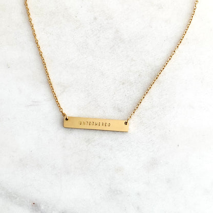 Untethered, Hand Stamped Bar Affirmation Necklace Necklaces callistafaye   