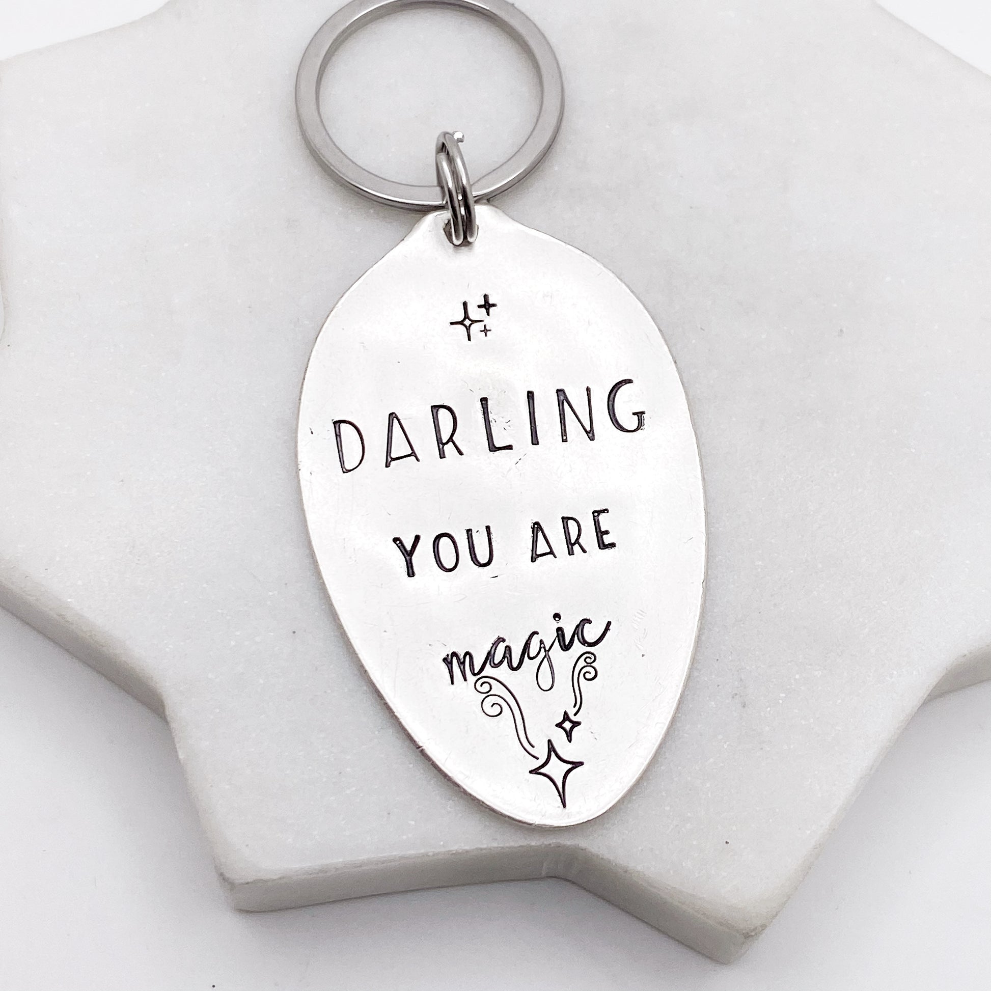 Darling You are Magic, Hand Stamped Vintage Spoon Keychain Keychains callistafaye   