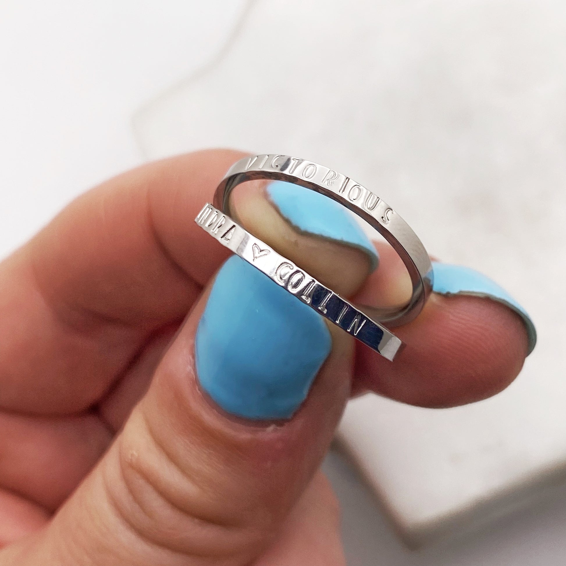 Custom Mini Stacking Rings, Personalized Stainless Steel Jewelry, Minimalist Rings, Waterproof Jewelry, Dainty Ring, Stacking Ring Set Rings sst callistafaye