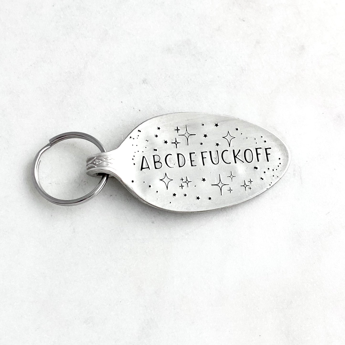 ABCDEFUCKOFF, Hand Stamped Vintage Spoon Keychain Keychains callistafaye   