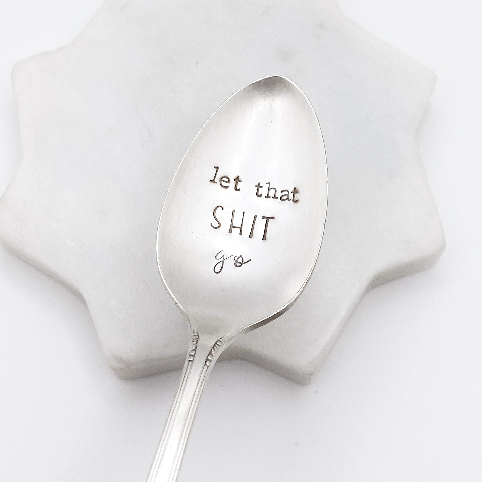 Let That Shit Go, Hand Stamped Vintage Spoon Spoons callistafaye   